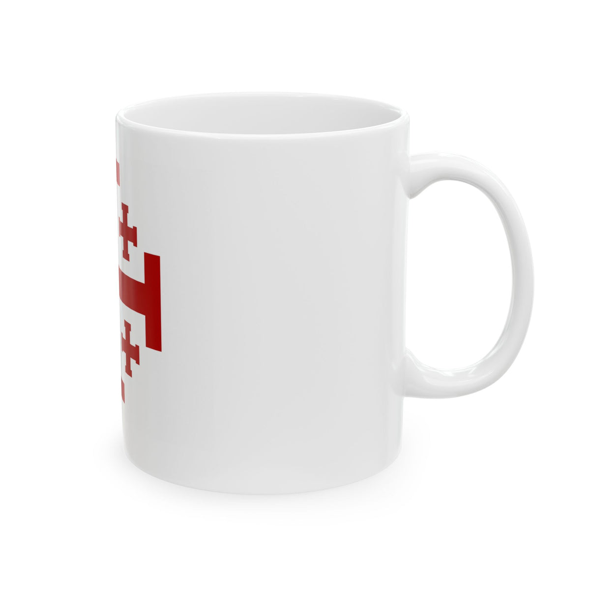 Jerusalem Cross Ceramic Mug — Red Crusader Cross Coffee Cup (11oz, 15oz)