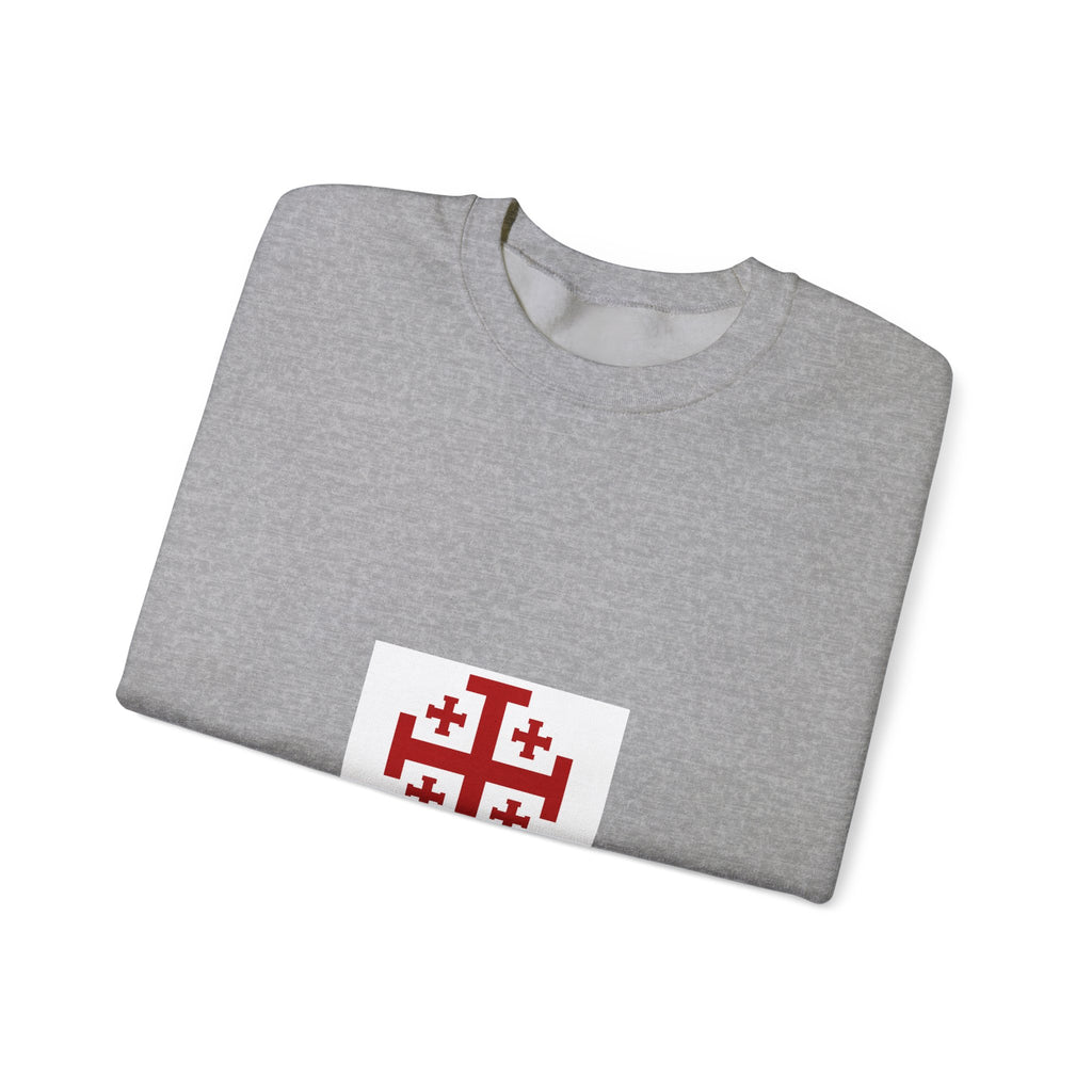 Crewneck Sweatshirt with Jerusalem Cross – Minimal Christian Symbol Pullover