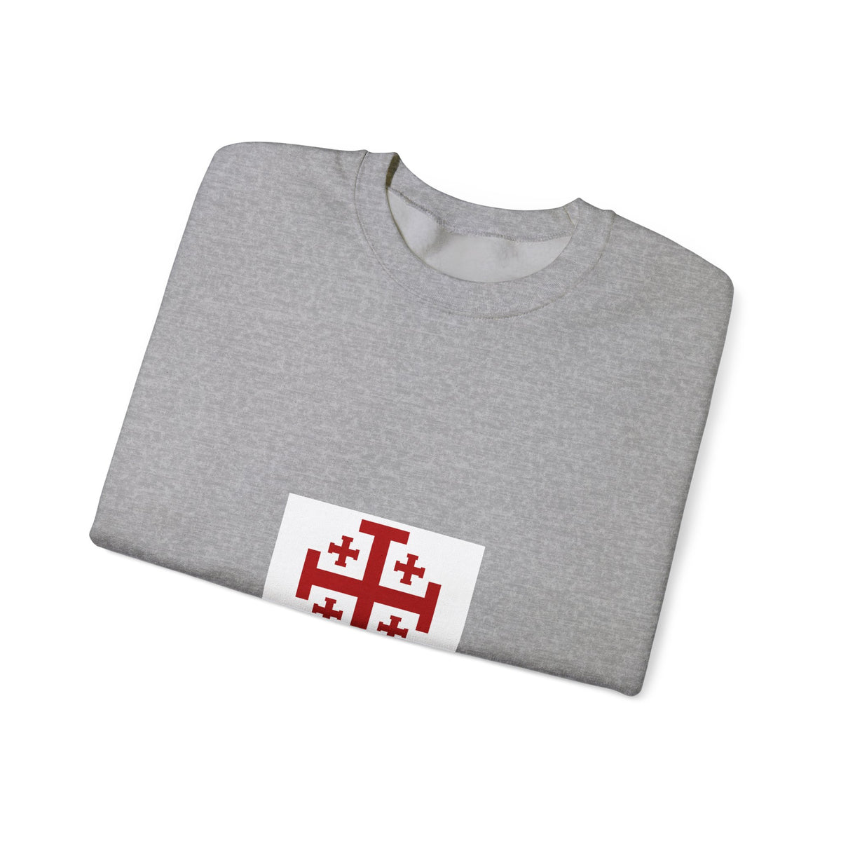 Crewneck Sweatshirt with Jerusalem Cross – Minimal Christian Symbol Pullover