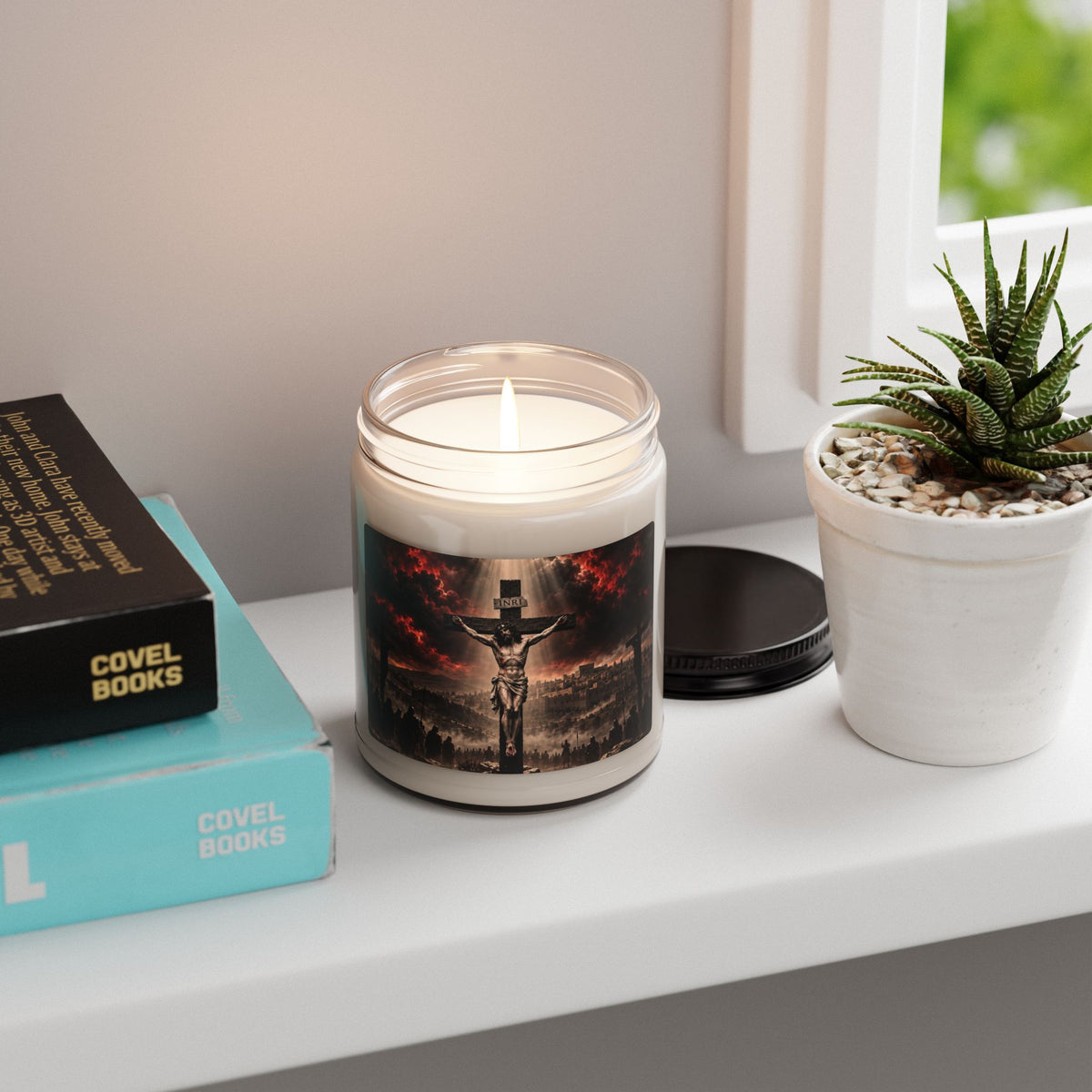 Religious Soy Candle — Crucifixion Scene 9oz Scented Jar