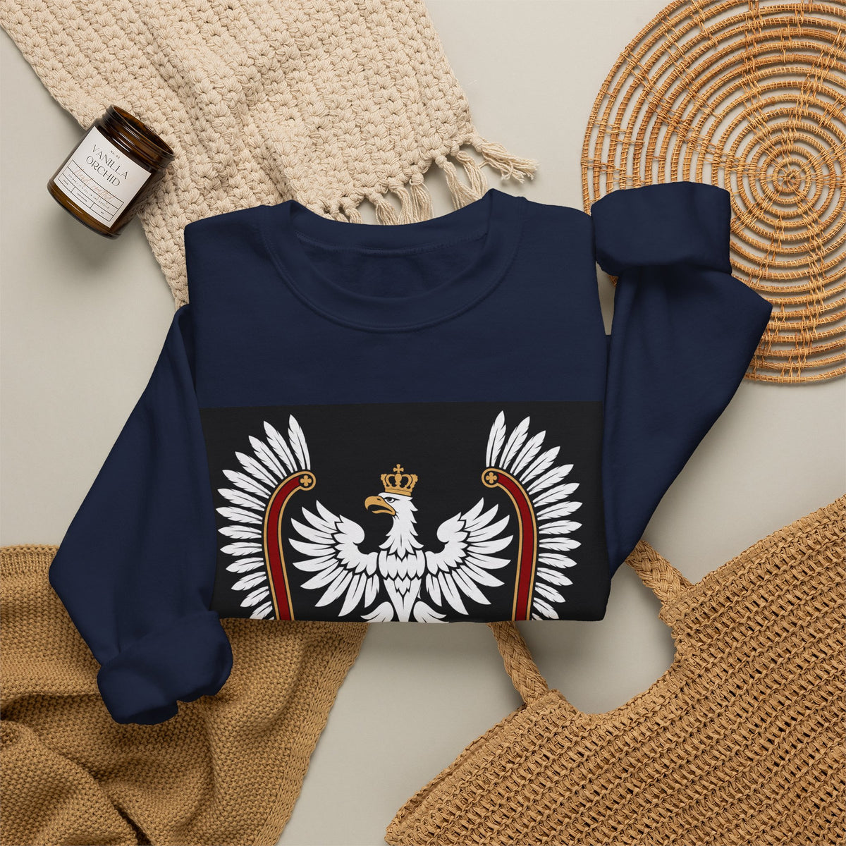 Polish White Eagle Crewneck Sweatshirt — Crowned Polska Emblem