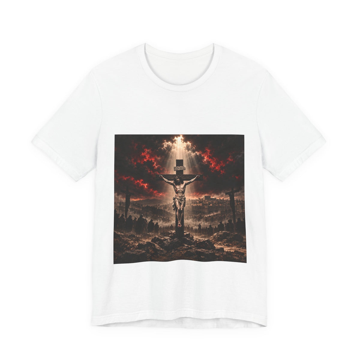 Crucifixion Scene T‑Shirt — Dramatic Jesus Cross Graphic Tee