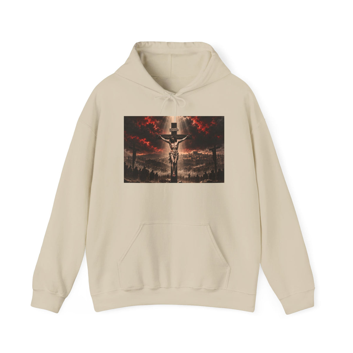 Christian Crucifix Hoodie — Jesus on the Cross Religious Graphic Sweatshirt