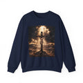 Religious Crewneck Sweatshirt — Crucifixion with Radiant Light Graphic