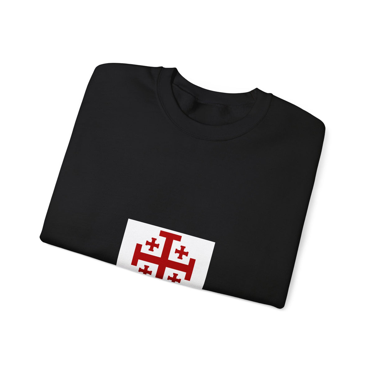 Crewneck Sweatshirt with Jerusalem Cross – Minimal Christian Symbol Pullover