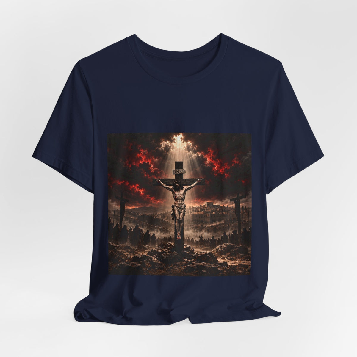 Crucifixion Scene T‑Shirt — Dramatic Jesus Cross Graphic Tee