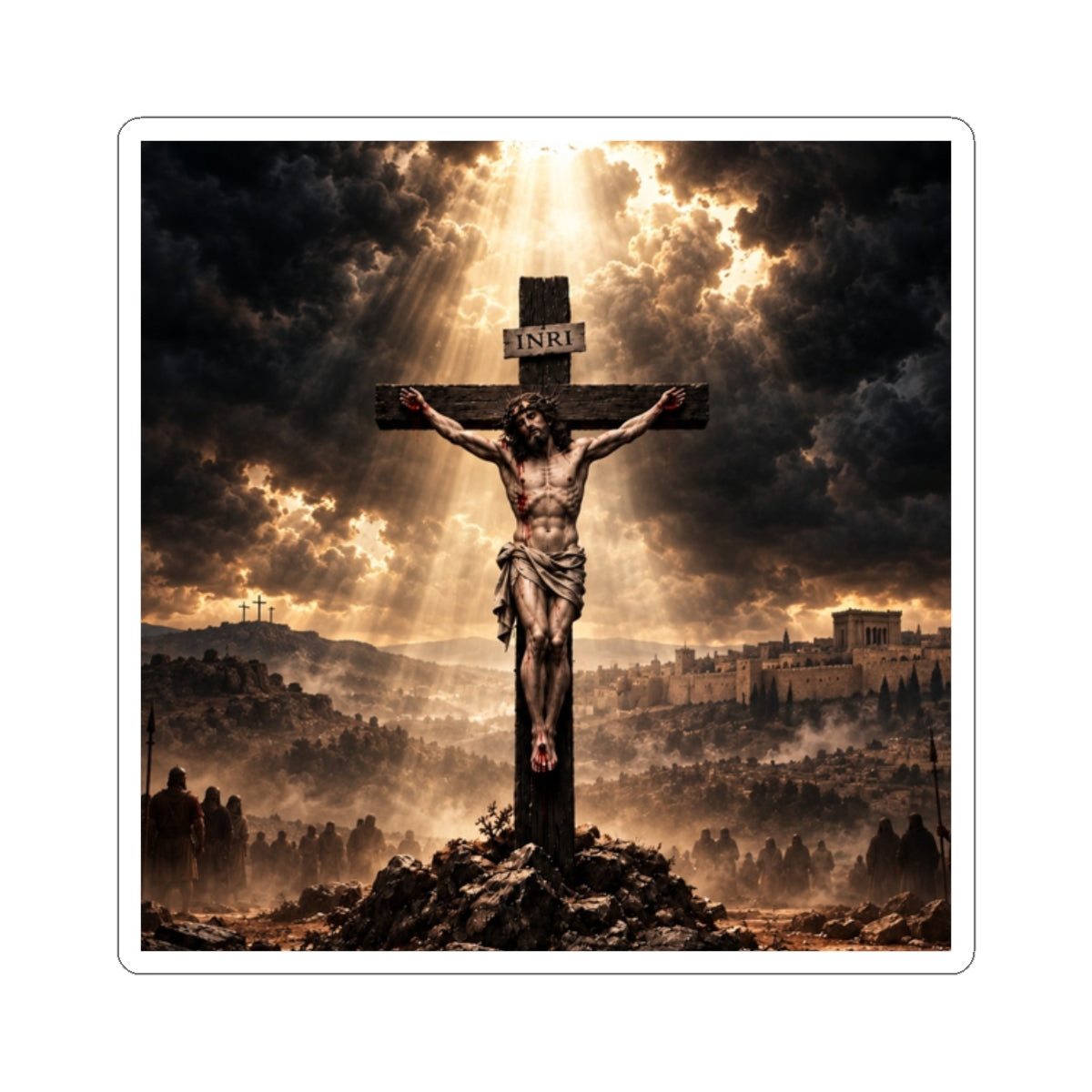 Christian Crucifix Sticker — Jesus on the Cross Religious Kiss-Cut Decal