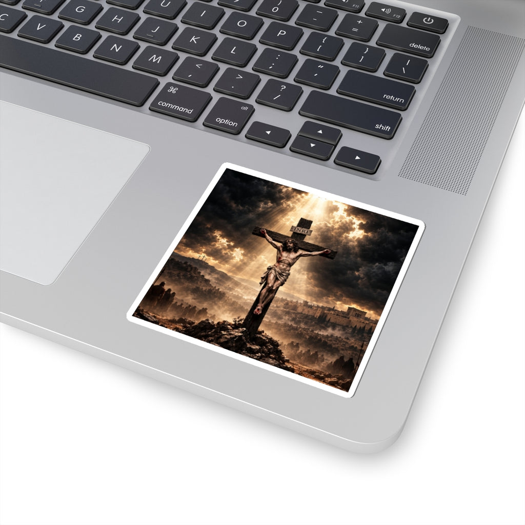 Christian Crucifix Sticker — Jesus on the Cross Religious Kiss-Cut Decal