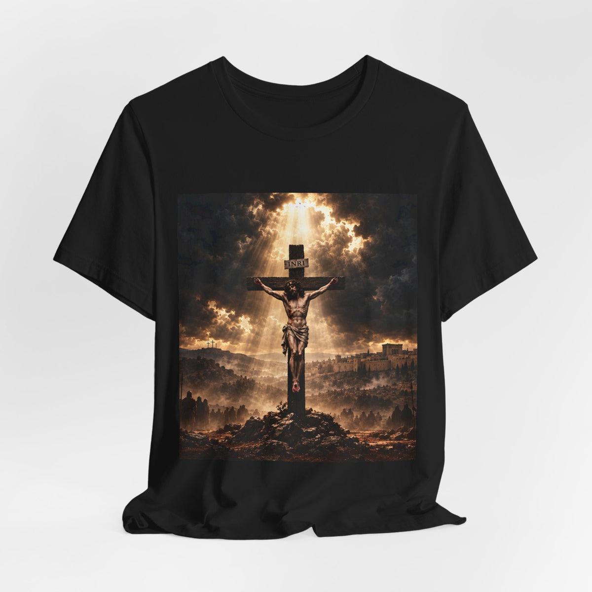 Crucifixion Scene T‑Shirt — Dramatic Jesus Cross Christian Tee