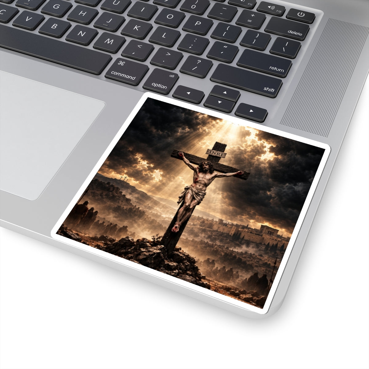 Christian Crucifix Sticker — Jesus on the Cross Religious Kiss-Cut Decal
