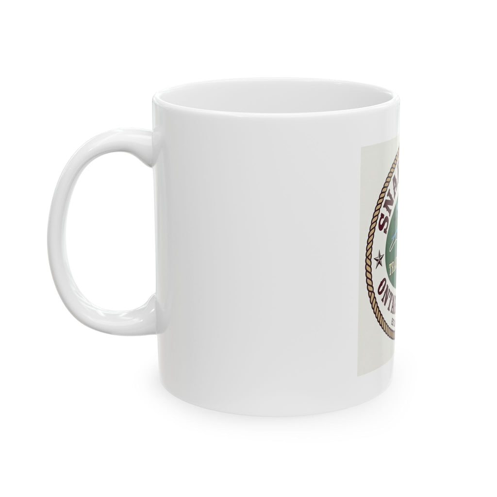 Snake River Trading Company Ontario Oregon Ceramic Mug — Vintage River Logo Coffee Cup (11oz, 15oz)
