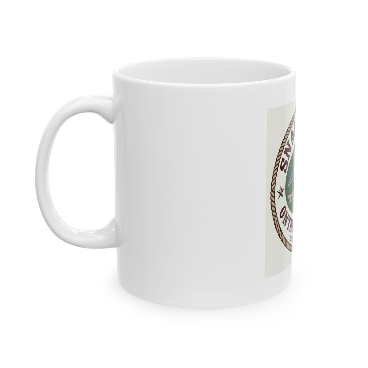 Snake River Trading Company Ontario Oregon Ceramic Mug — Vintage River Logo Coffee Cup (11oz, 15oz)