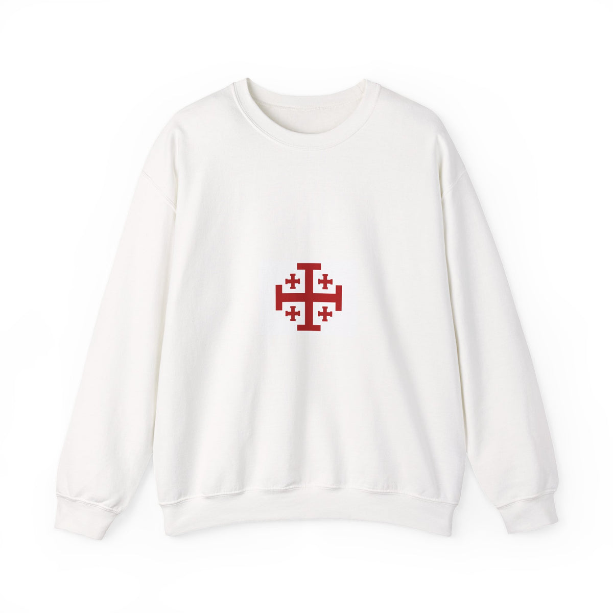 Crewneck Sweatshirt with Jerusalem Cross – Minimal Christian Symbol Pullover