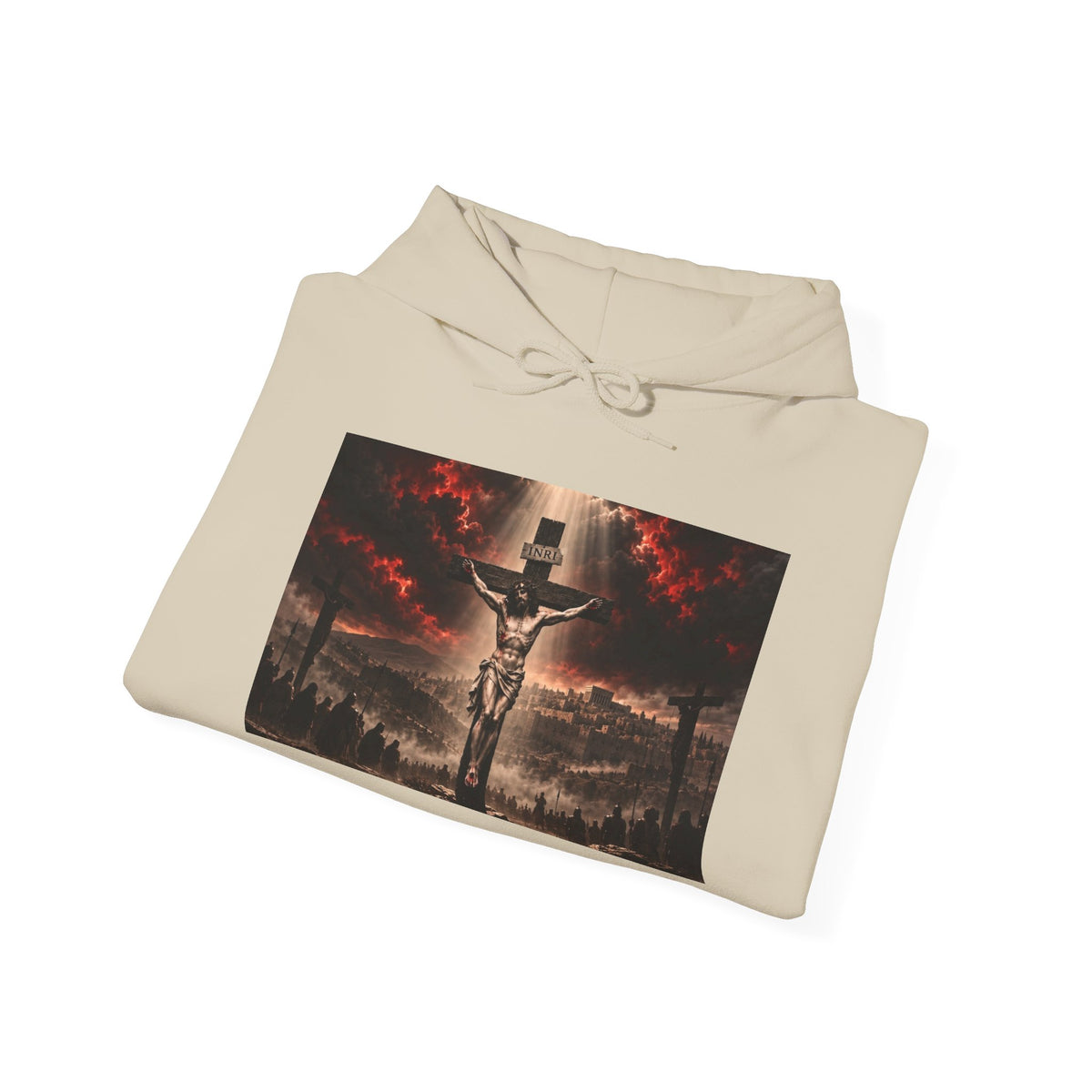 Christian Crucifix Hoodie — Jesus on the Cross Religious Graphic Sweatshirt