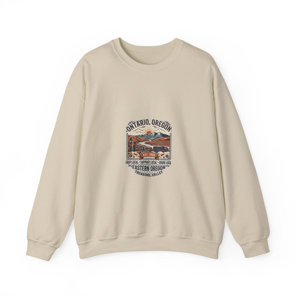 Ontario, Oregon Retro Scenic Crewneck Sweatshirt