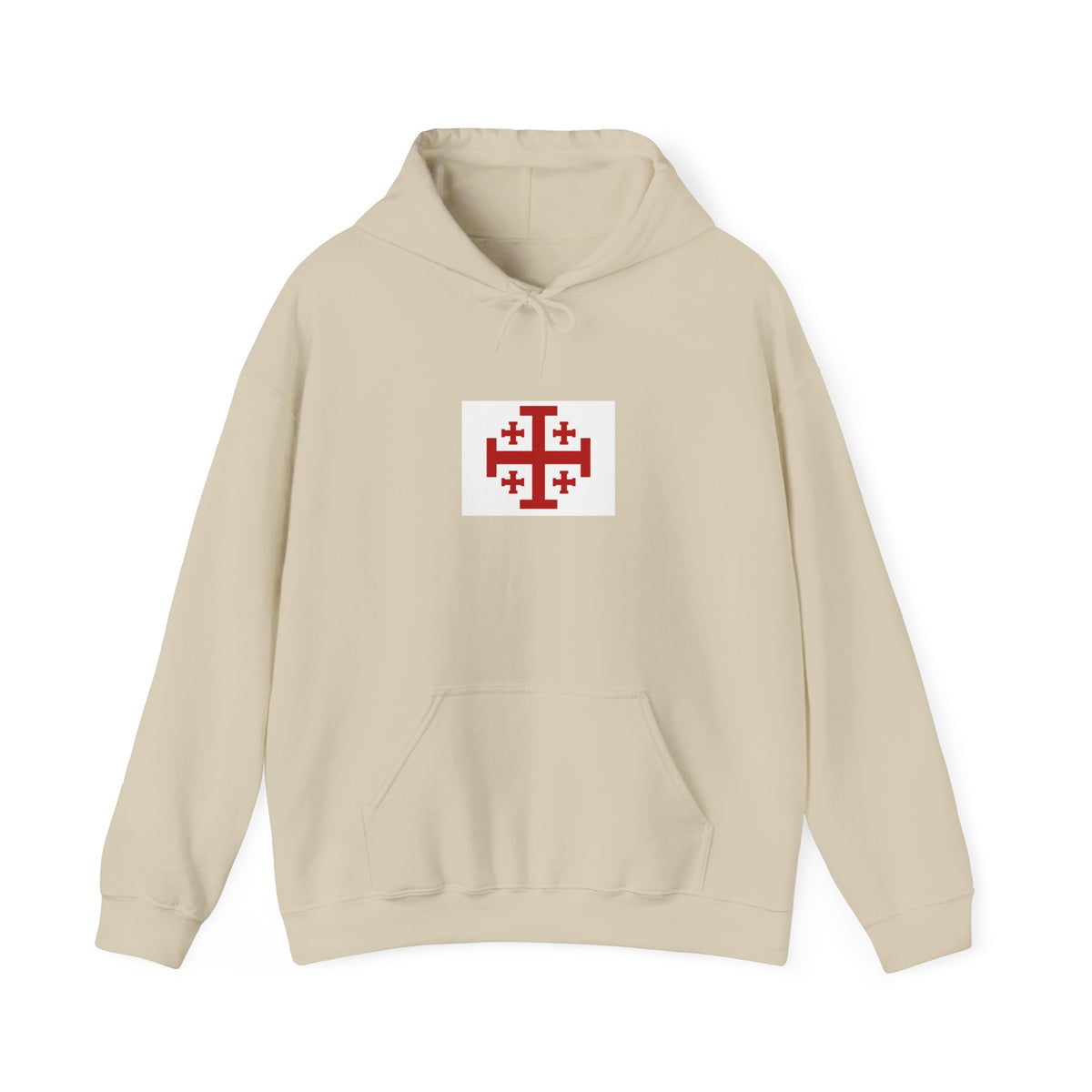 Jerusalem Cross Hoodie — Minimal Christian Symbol Pullover