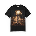 Christian Crucifix T-Shirt — Jesus on the Cross with Dramatic Sunlight