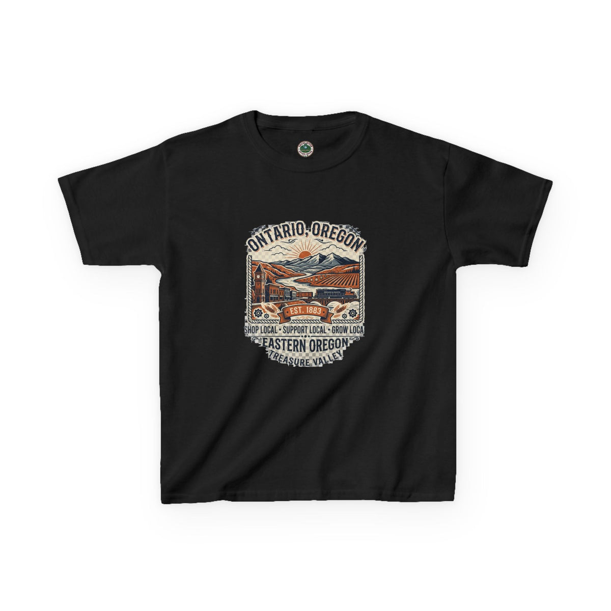 Ontario, Oregon Kids Tee — Retro Mountain Road Trip Graphic Shirt