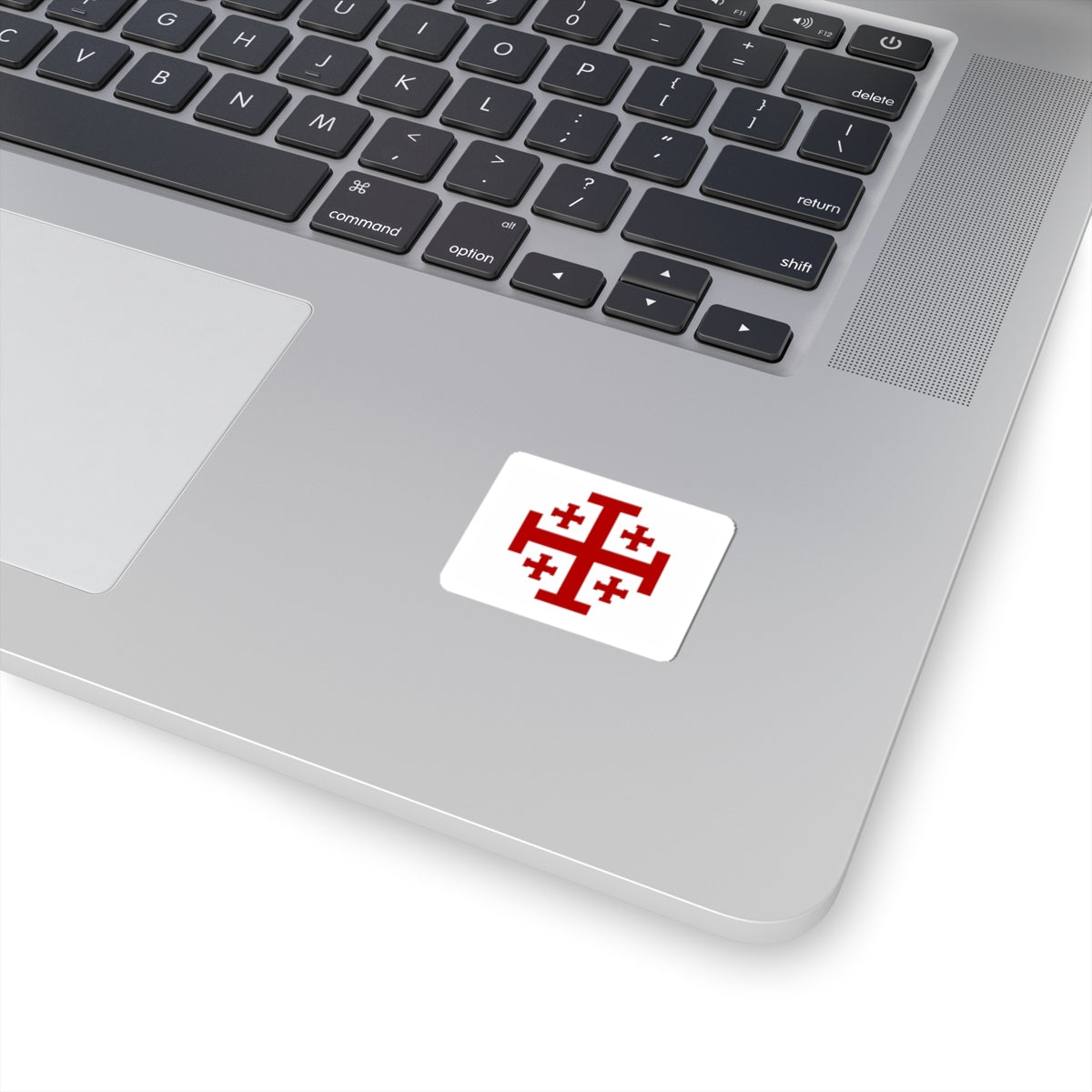 Jerusalem Cross Sticker — Red Christian Symbol Kiss-Cut Sticker for Laptops, Bibles & Faith Gifts