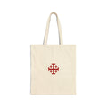 Jerusalem Cross Canvas Tote Bag — Small Red Christian Symbol Cotton Shopper
