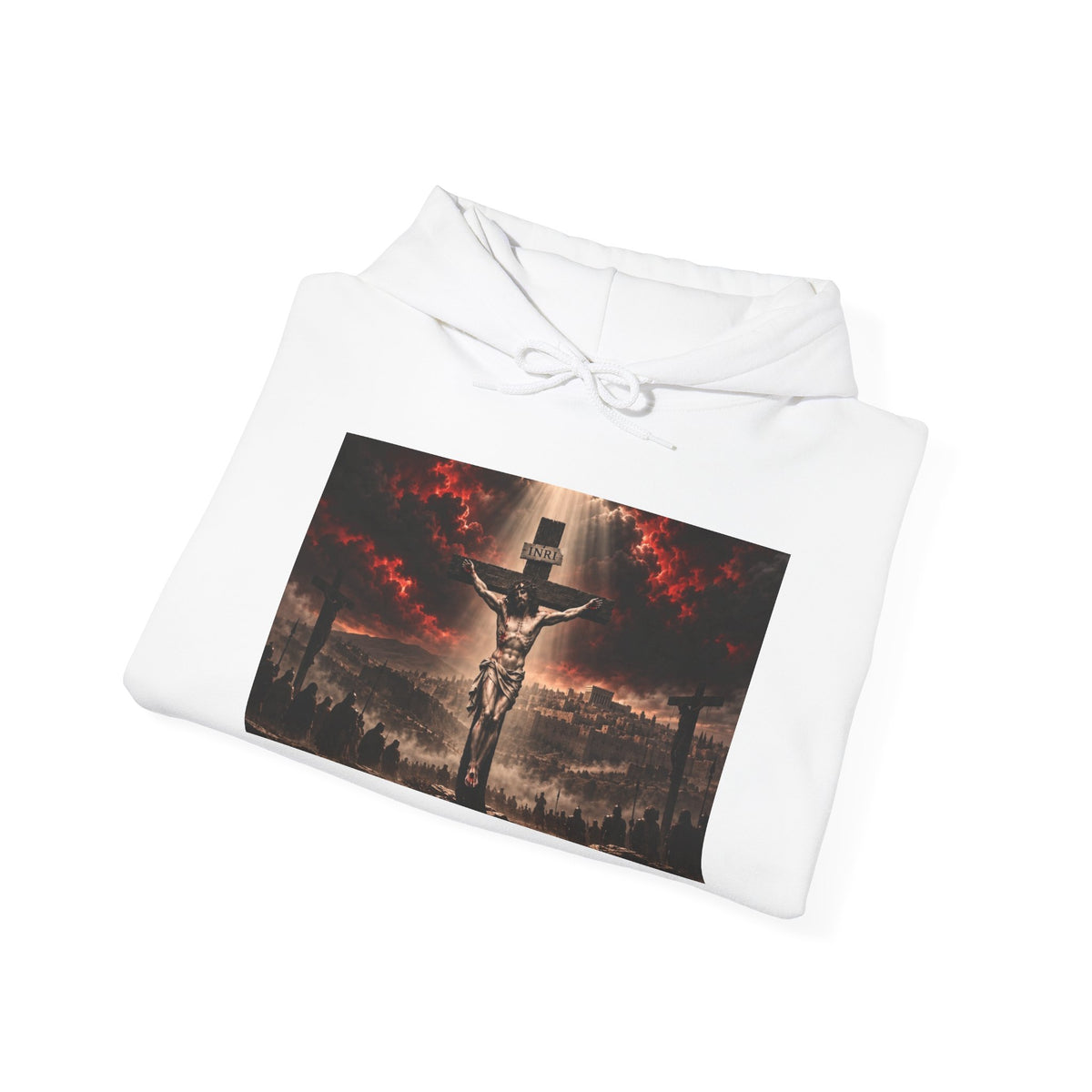Christian Crucifix Hoodie — Jesus on the Cross Religious Graphic Sweatshirt