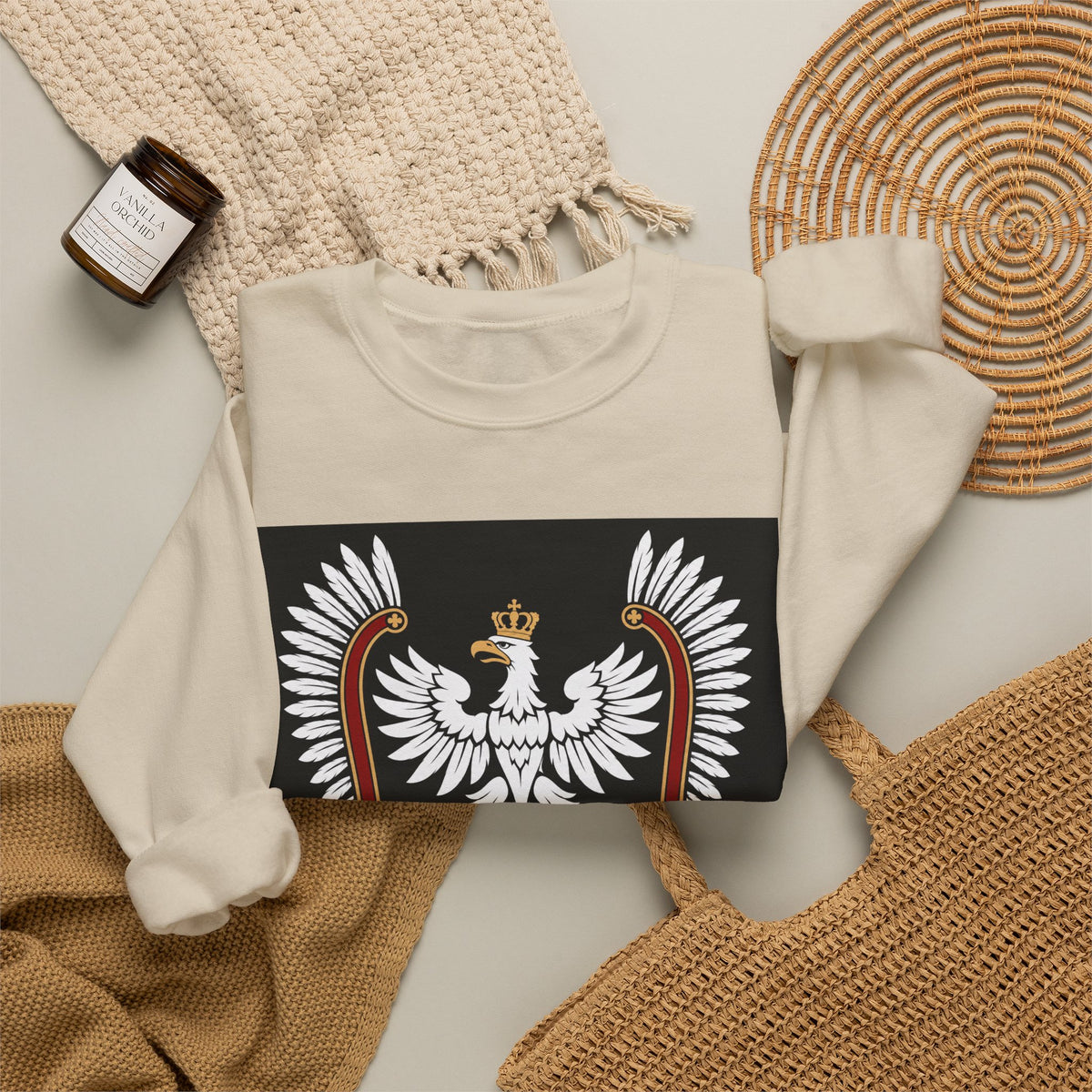 Polish White Eagle Crewneck Sweatshirt — Crowned Polska Emblem