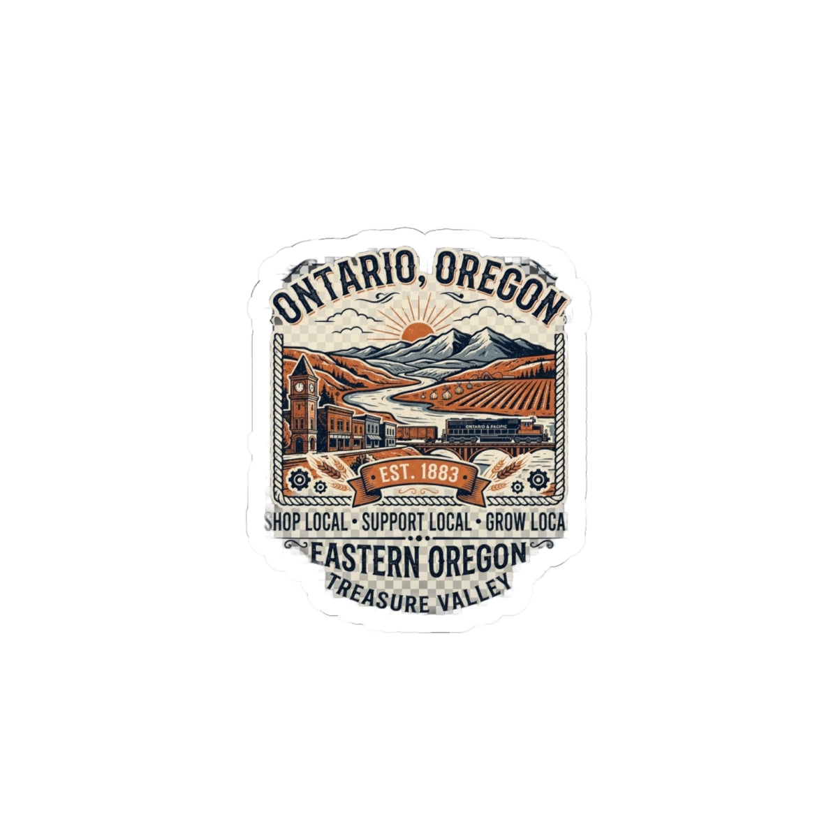 Ontario, Oregon Kiss-Cut Sticker — Eastern Oregon Treasure Valley Vintage Travel Decal