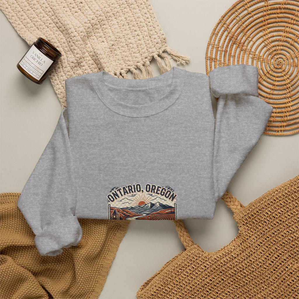 Ontario, Oregon Retro Scenic Crewneck Sweatshirt