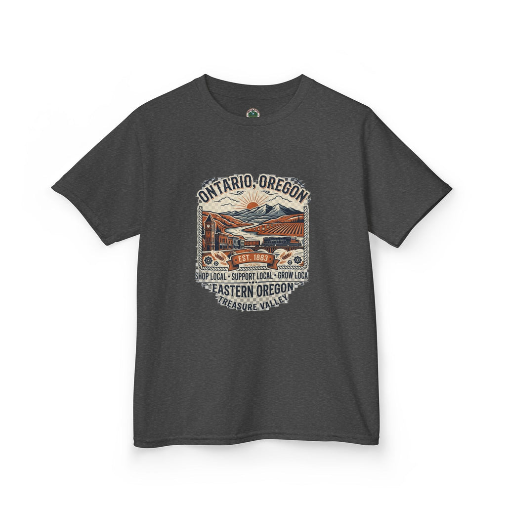 Ontario, Oregon Kids Tee — Retro Mountain Road Trip Graphic Shirt