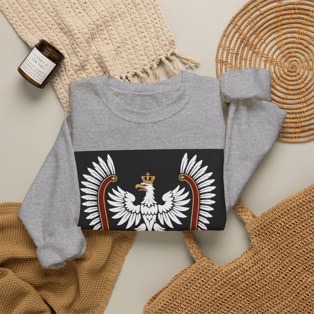 Polish White Eagle Crewneck Sweatshirt — Crowned Polska Emblem