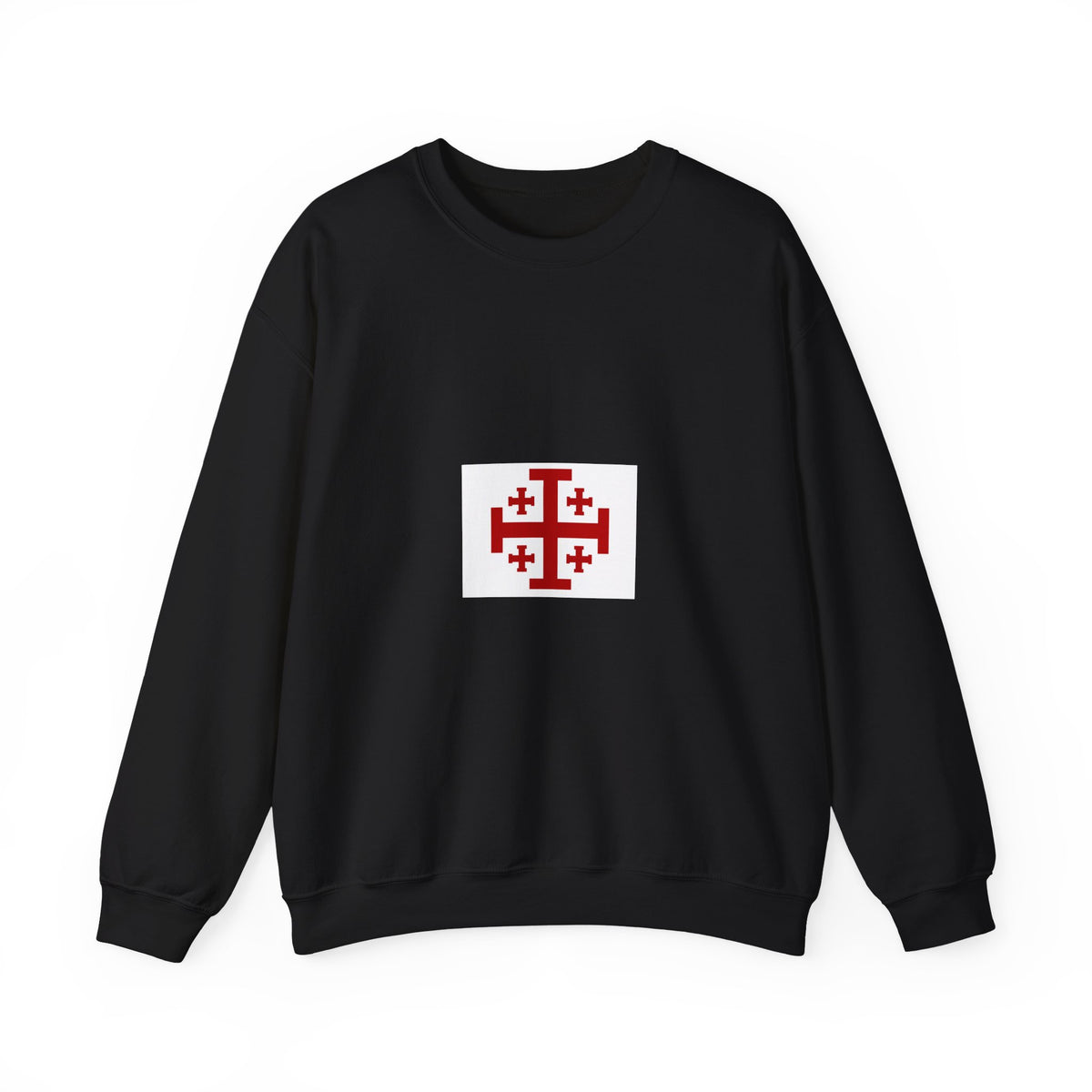 Crewneck Sweatshirt with Jerusalem Cross – Minimal Christian Symbol Pullover
