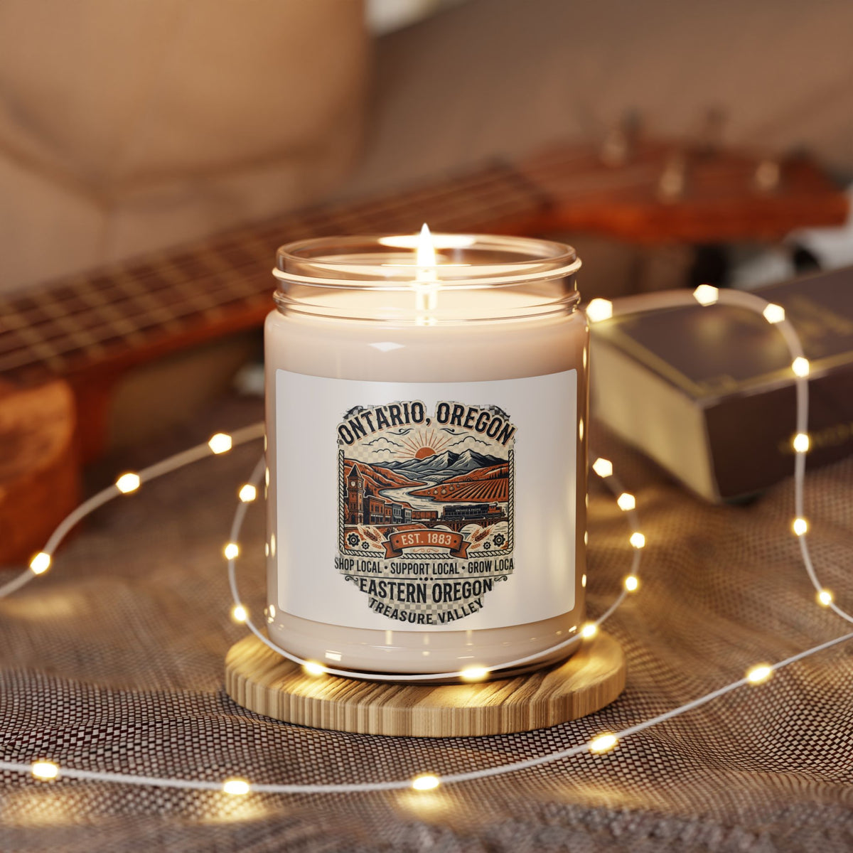Ontario, Oregon Soy Candle - Eastern Oregon Rustic Travel Label (9oz)