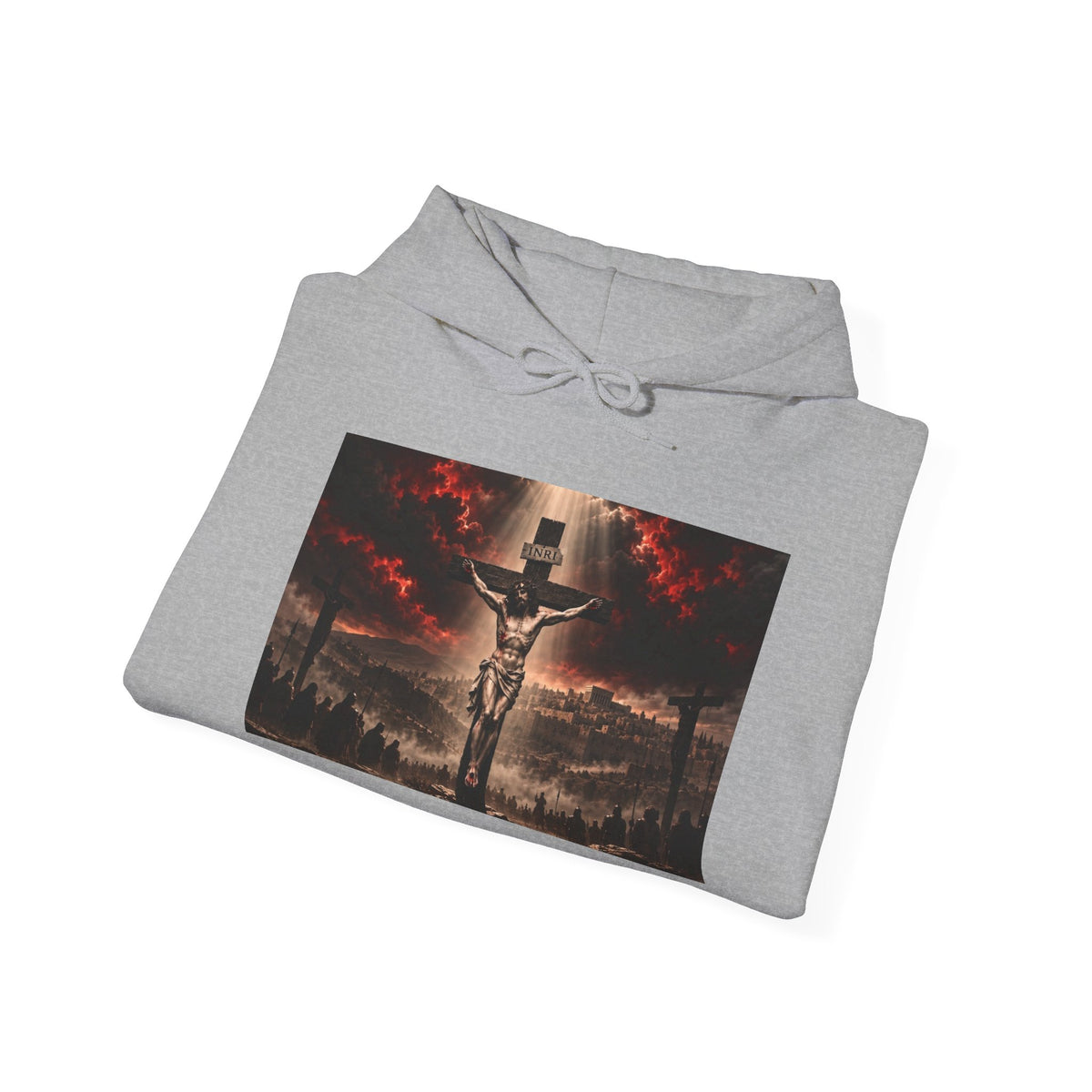 Christian Crucifix Hoodie — Jesus on the Cross Religious Graphic Sweatshirt