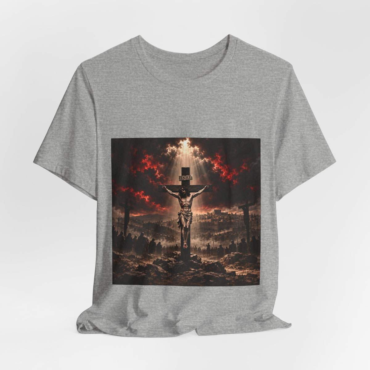 Crucifixion Scene T‑Shirt — Dramatic Jesus Cross Graphic Tee