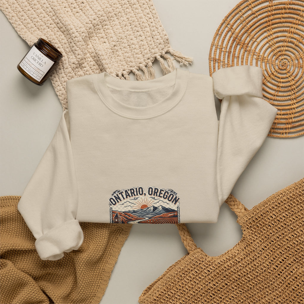 Ontario, Oregon Retro Scenic Crewneck Sweatshirt