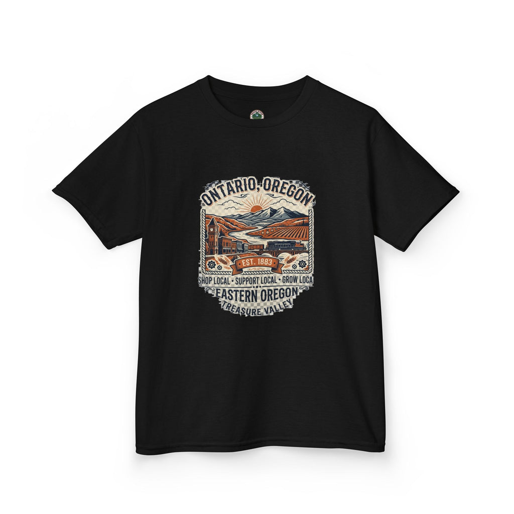 Ontario, Oregon Kids Tee — Retro Mountain Road Trip Graphic Shirt