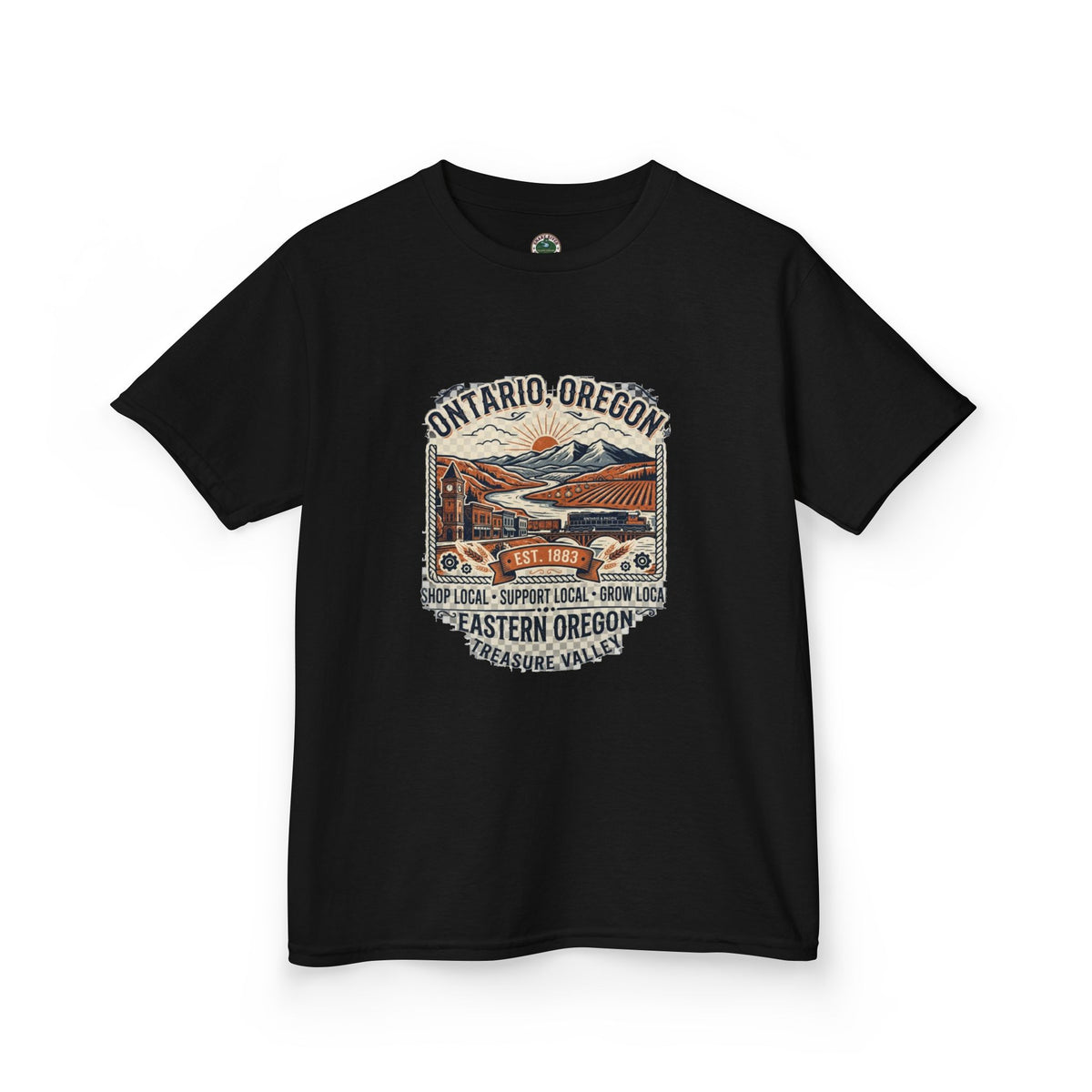 Ontario, Oregon Kids Tee — Retro Mountain Road Trip Graphic Shirt