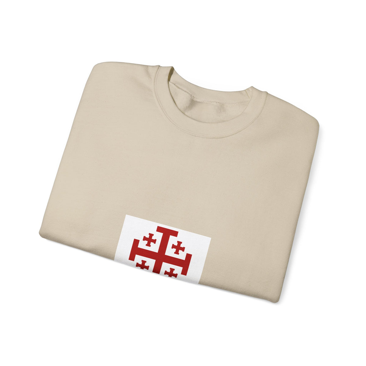Crewneck Sweatshirt with Jerusalem Cross – Minimal Christian Symbol Pullover