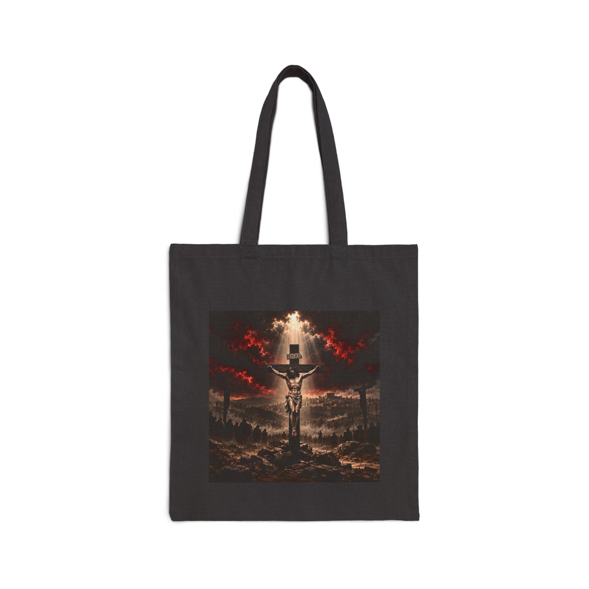 Religious Tote Bag — Crucifixion Scene Canvas Tote