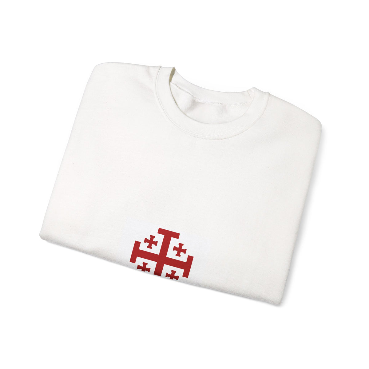 Crewneck Sweatshirt with Jerusalem Cross – Minimal Christian Symbol Pullover