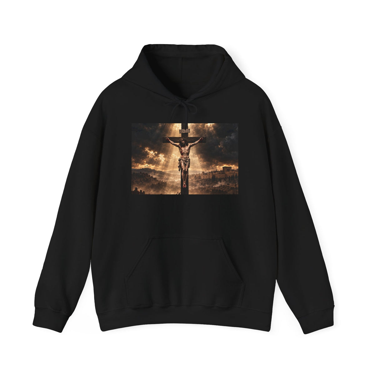 Christian Crucifix Hoodie – Jesus on the Cross Spiritual Faith Sweatshirt