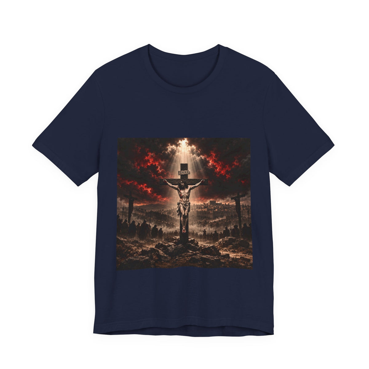 Crucifixion Scene T‑Shirt — Dramatic Jesus Cross Graphic Tee
