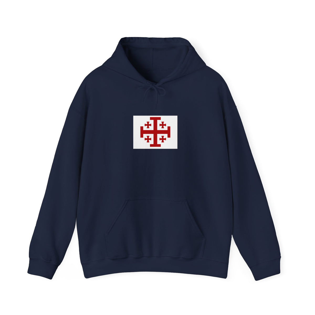 Jerusalem Cross Hoodie — Minimal Christian Symbol Pullover