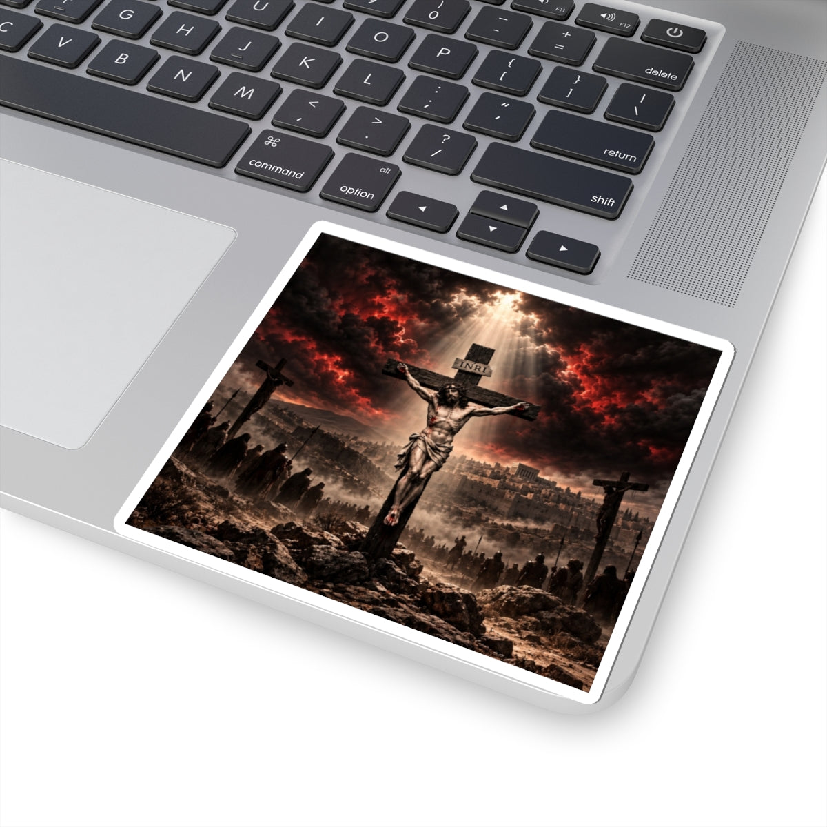 Crucifixion Scene Kiss-Cut Sticker - Religious Jesus Cross Decal
