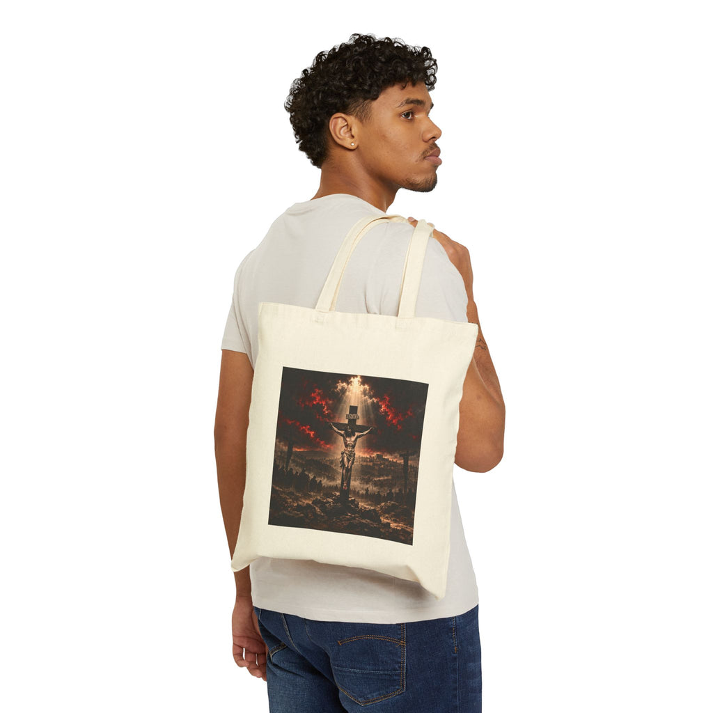 Religious Tote Bag — Crucifixion Scene Canvas Tote