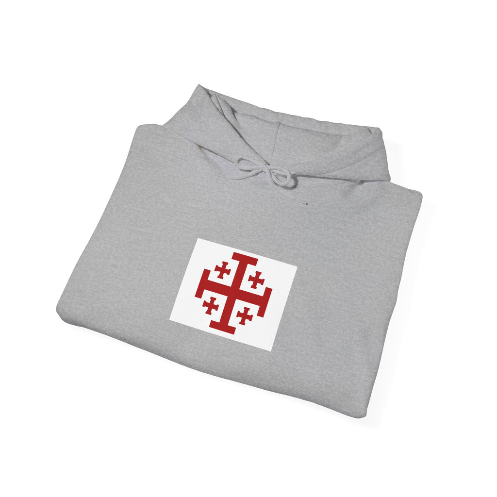 Jerusalem Cross Hoodie — Minimal Christian Symbol Pullover