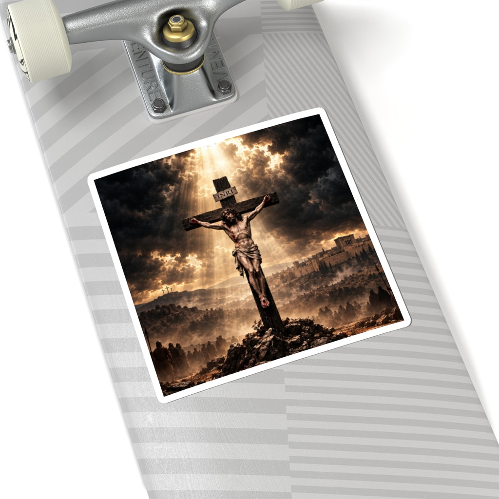 Christian Crucifix Sticker — Jesus on the Cross Religious Kiss-Cut Decal