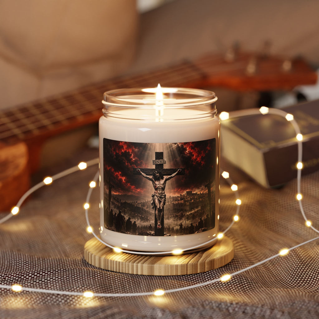 Religious Soy Candle — Crucifixion Scene 9oz Scented Jar