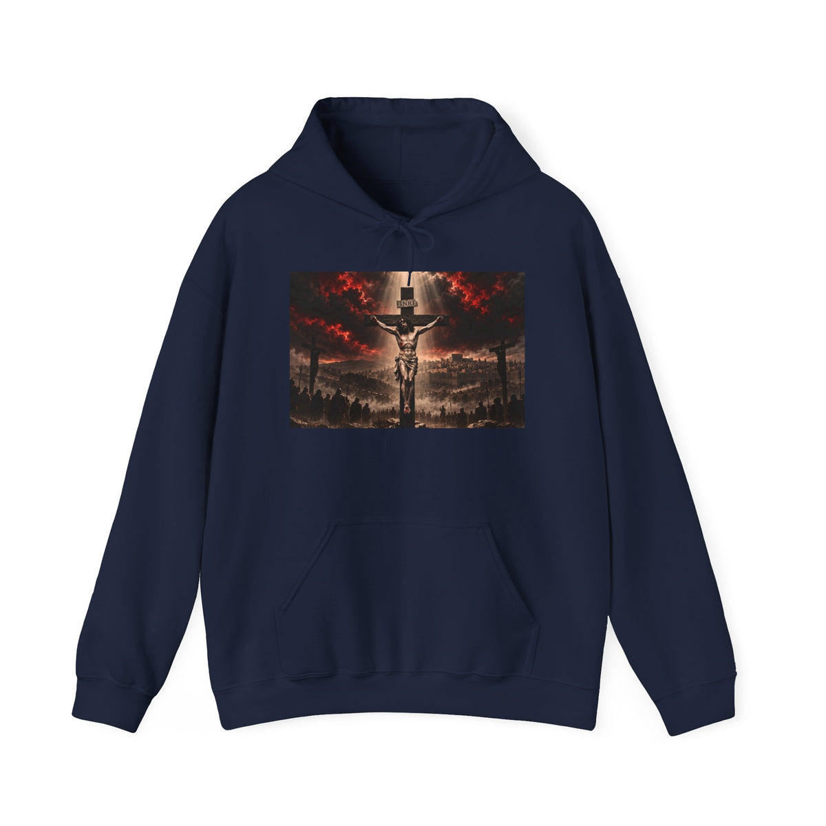 Christian Crucifix Hoodie — Jesus on the Cross Religious Graphic Sweatshirt