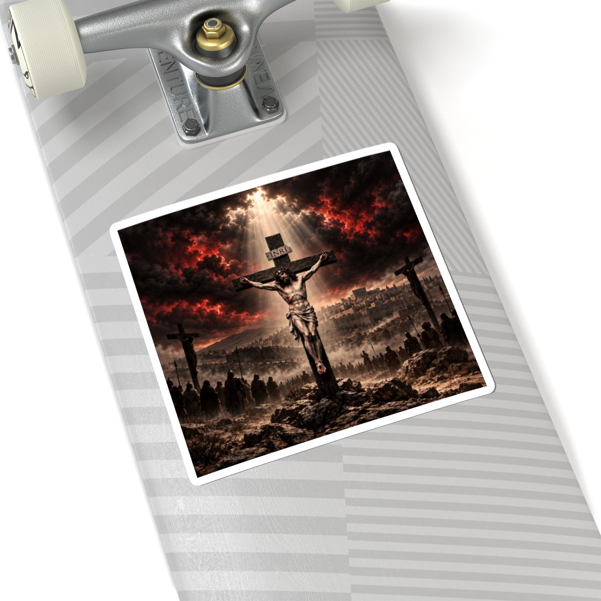 Crucifixion Scene Kiss-Cut Sticker - Religious Jesus Cross Decal